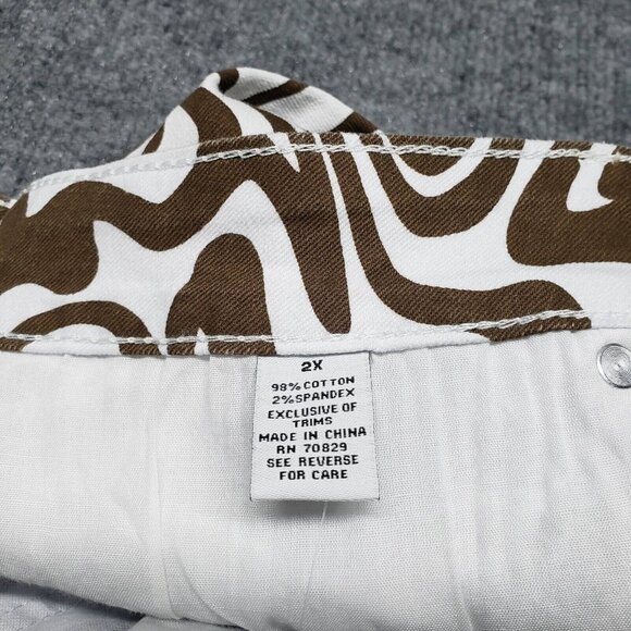 Rue21 Jeans Womens Plus 2X Brown White Denim Skate Straight Leg Wavy Stretch New - Picture 12 of 12